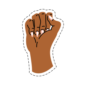 Ilustração de uma mão negra com punhos cerrados