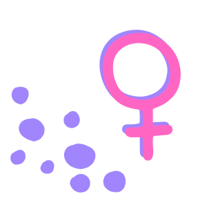 pontos e símbolo gráfico do feminismo
